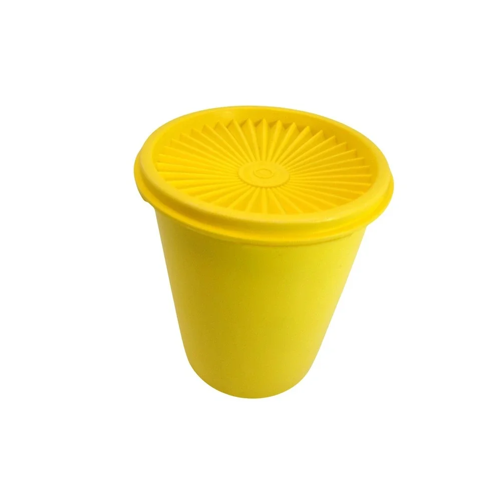 Tupperware Servalier Canister‎ Vintage Yellow Sunburst Lid 811-13 Floral